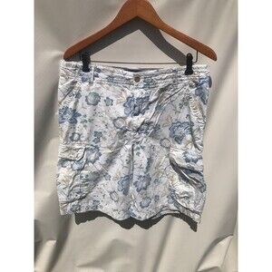 Izod Cargo Shorts Men's Size 33 Blue Hawaiian Floral Beach Nautical